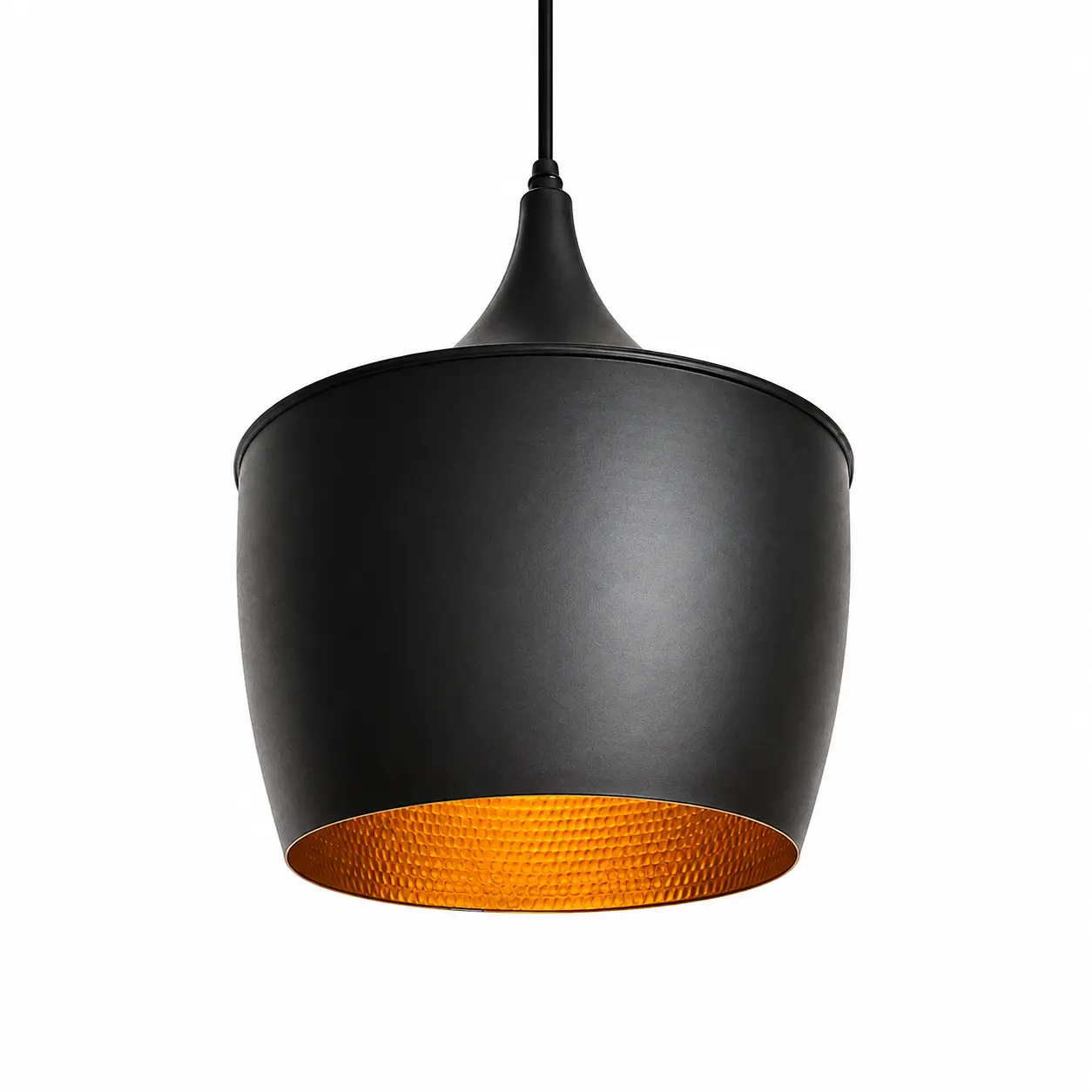 Suspension Noir & Or Martelé KJDD-121-Noir — Noir mat, intérieur or